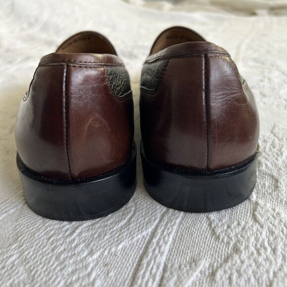 Johnston & Murphy Tassel Kiltie Loafer Shoes Men's 8.5M Black/Mahogany Italian - Picture 5 of 14